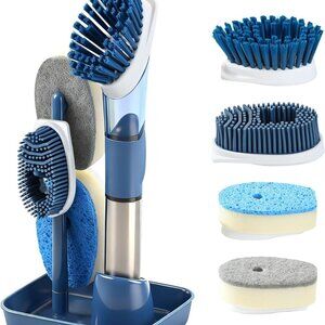 Soap Dispensing Scrub Brush - 4-in-1 Kitchen Cleaning Brush with Built-in Tank